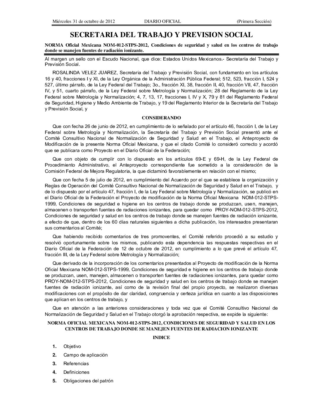 NOM-012-STPS-2012 NOM-012-STPS-2012
